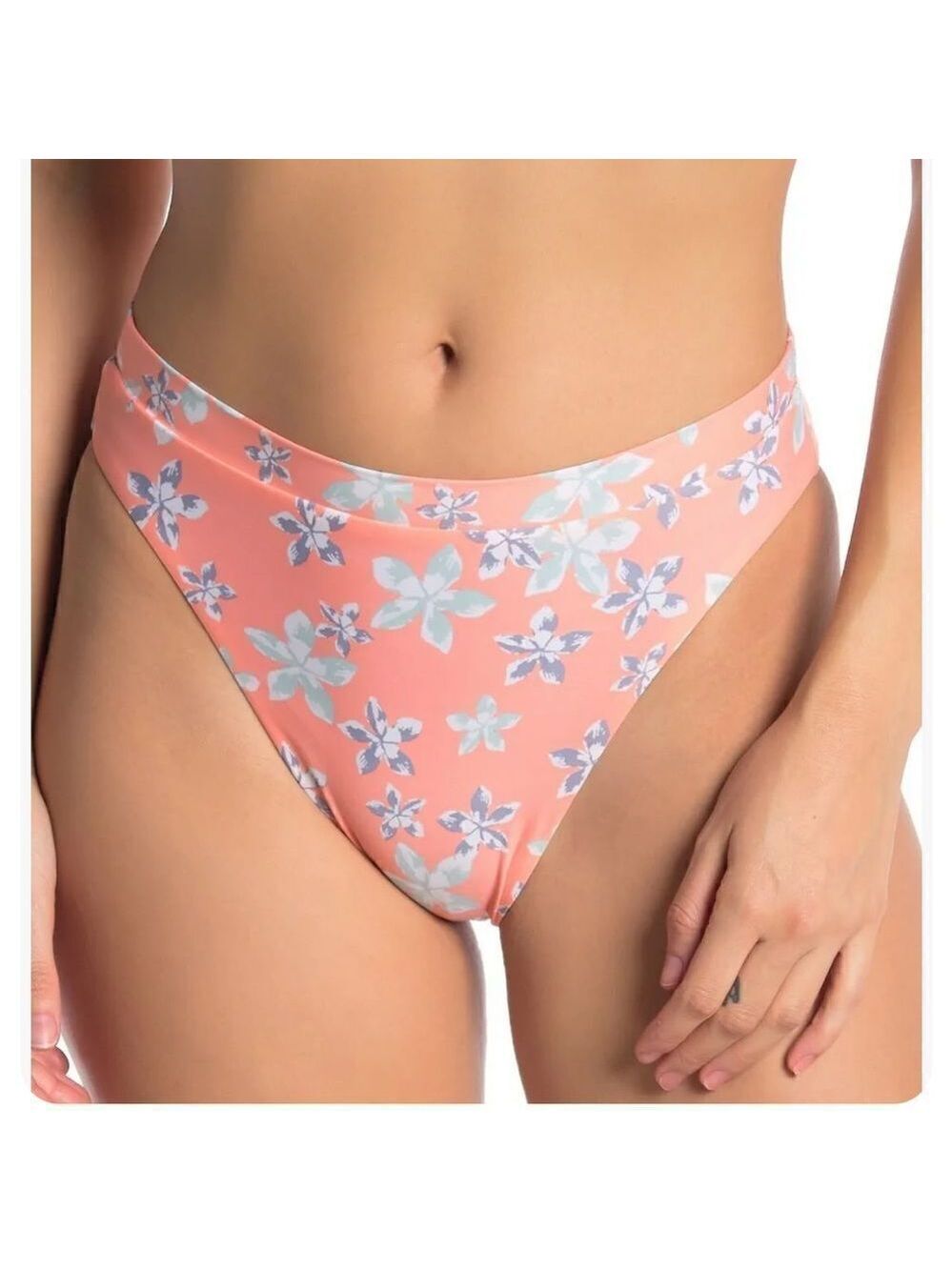NEW Becca Floral French Cut High Leg Bikini Bottoms Medium